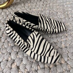 Banana Republic Zebra Print Black and White Pony Hair Loafers